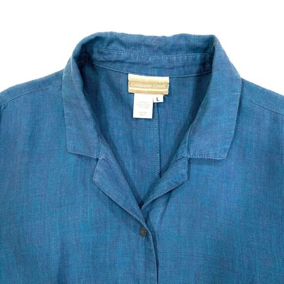 COLDWATER CREEK Linen Tunic Length Button Down Shirt (Sz L) - Picture 5 of 7